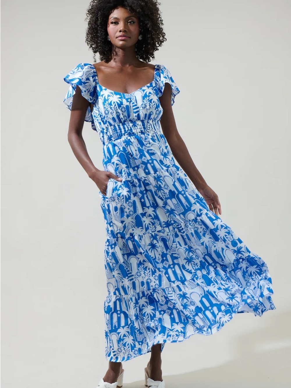 Nala Tiered Smocked Cotton Voile Maxi Dress medium